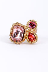 Vintage Oscar de la Renta Pinks Mixed Cut Crystal Ring front @recess la