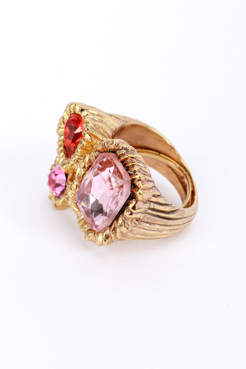 Vintage Oscar de la Renta Pinks Mixed Cut Crystal Ring detail @recess la