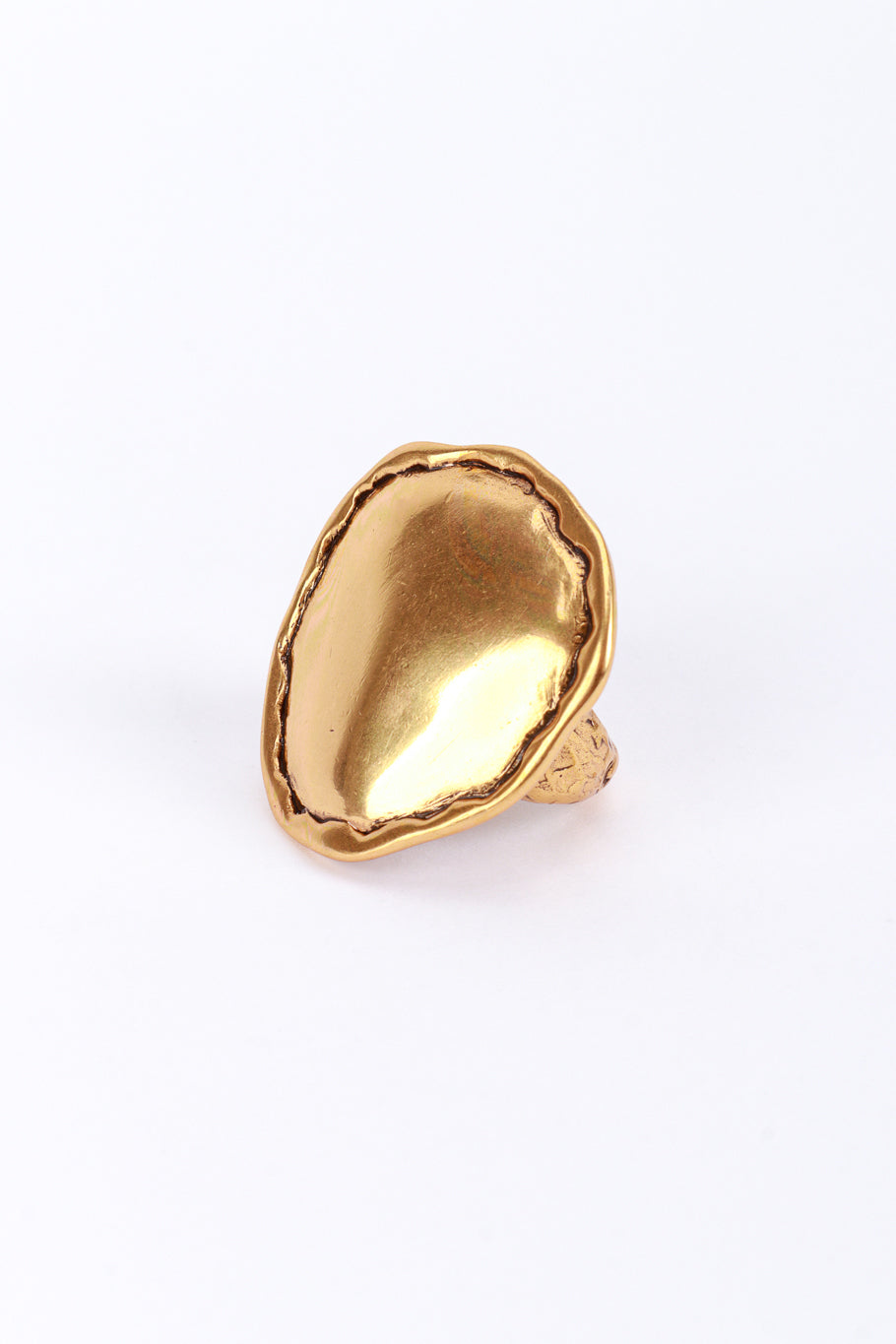 Vintage Oscar de la Renta Golden Ripple Disc Ring front @recess la