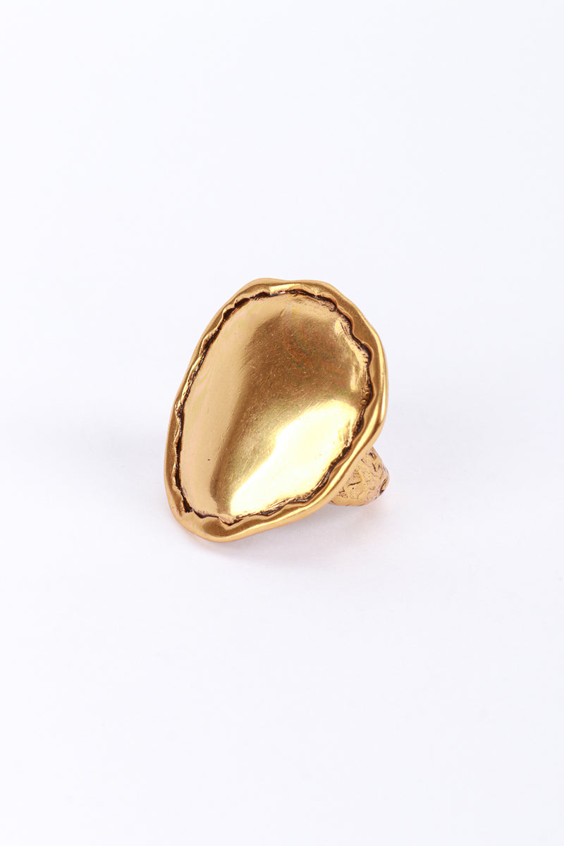 Vintage Oscar de la Renta Golden Ripple Disc Ring front @recess la