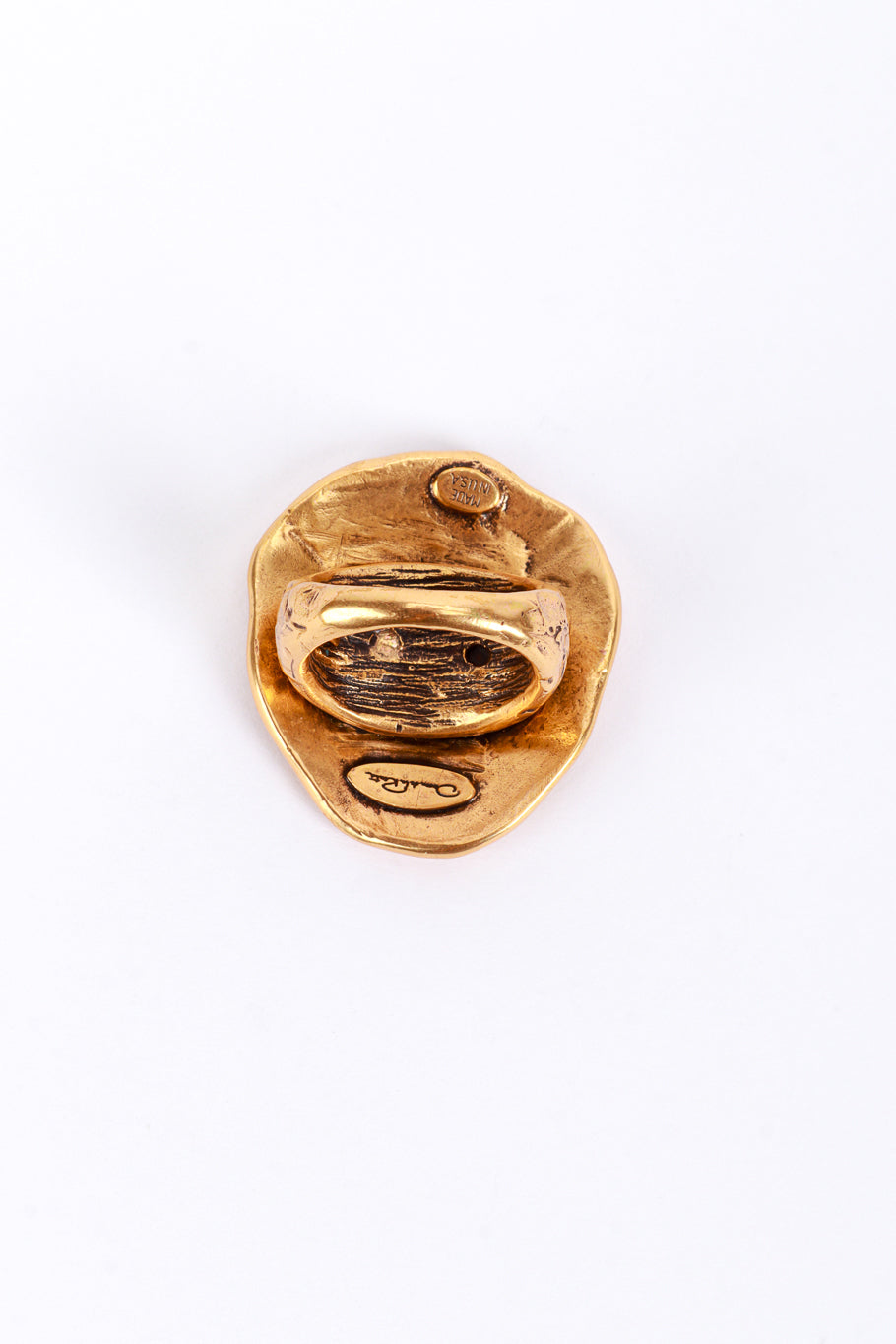 Vintage Oscar de la Renta Golden Ripple Disc Ring back @recess la