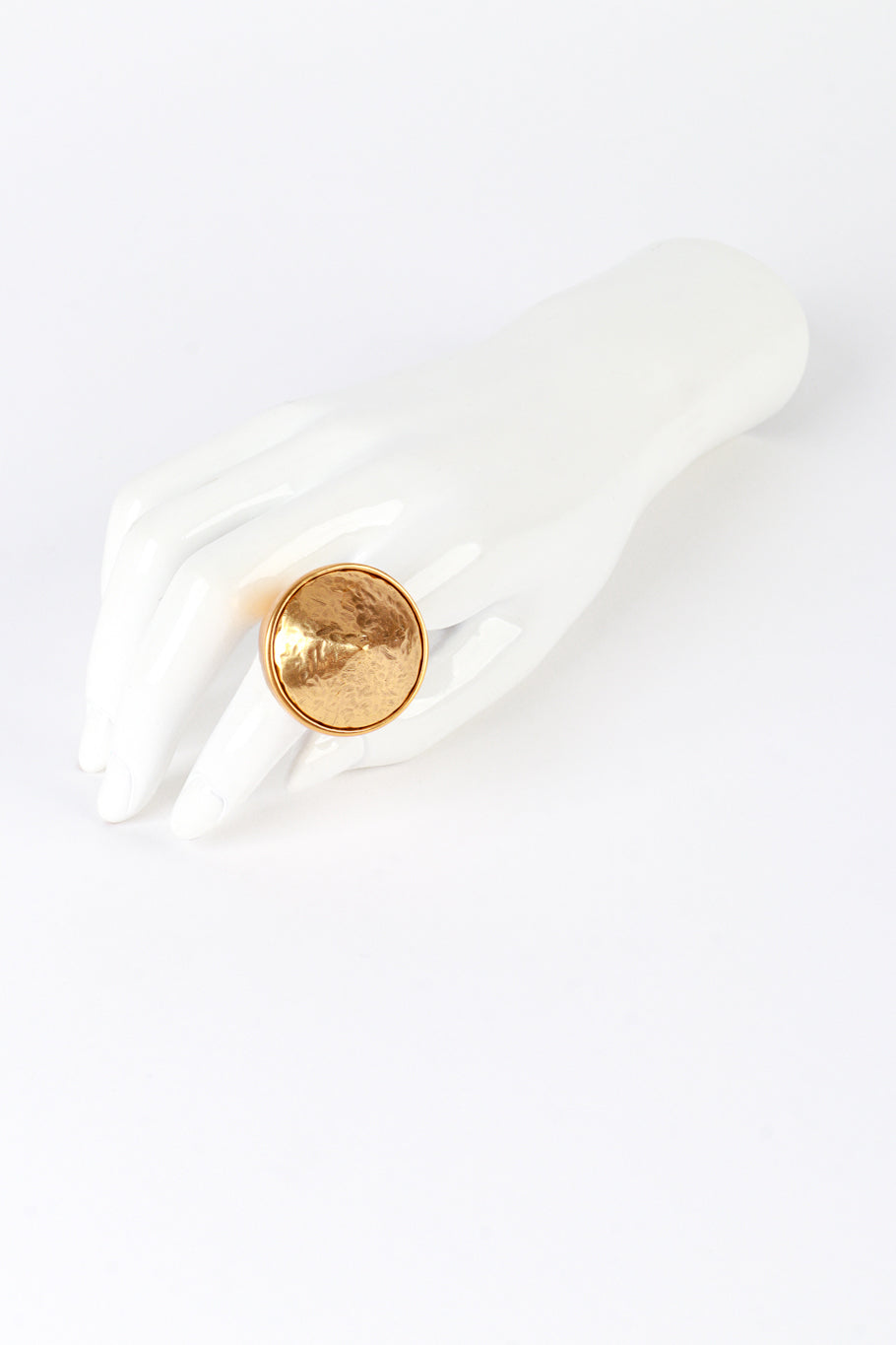 Vintage Oscar de la Renta Golden Hammered Rivoli Ring on mannequin @recess la