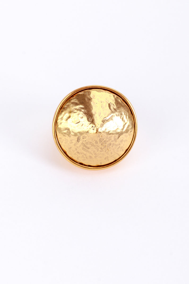 Vintage Oscar de la Renta Golden Hammered Rivoli Ring front @recess la