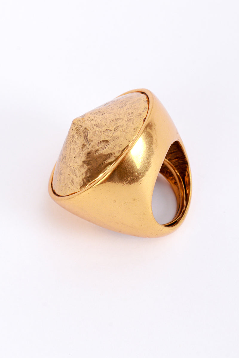 Vintage Oscar de la Renta Golden Hammered Rivoli Ring detail @recess la