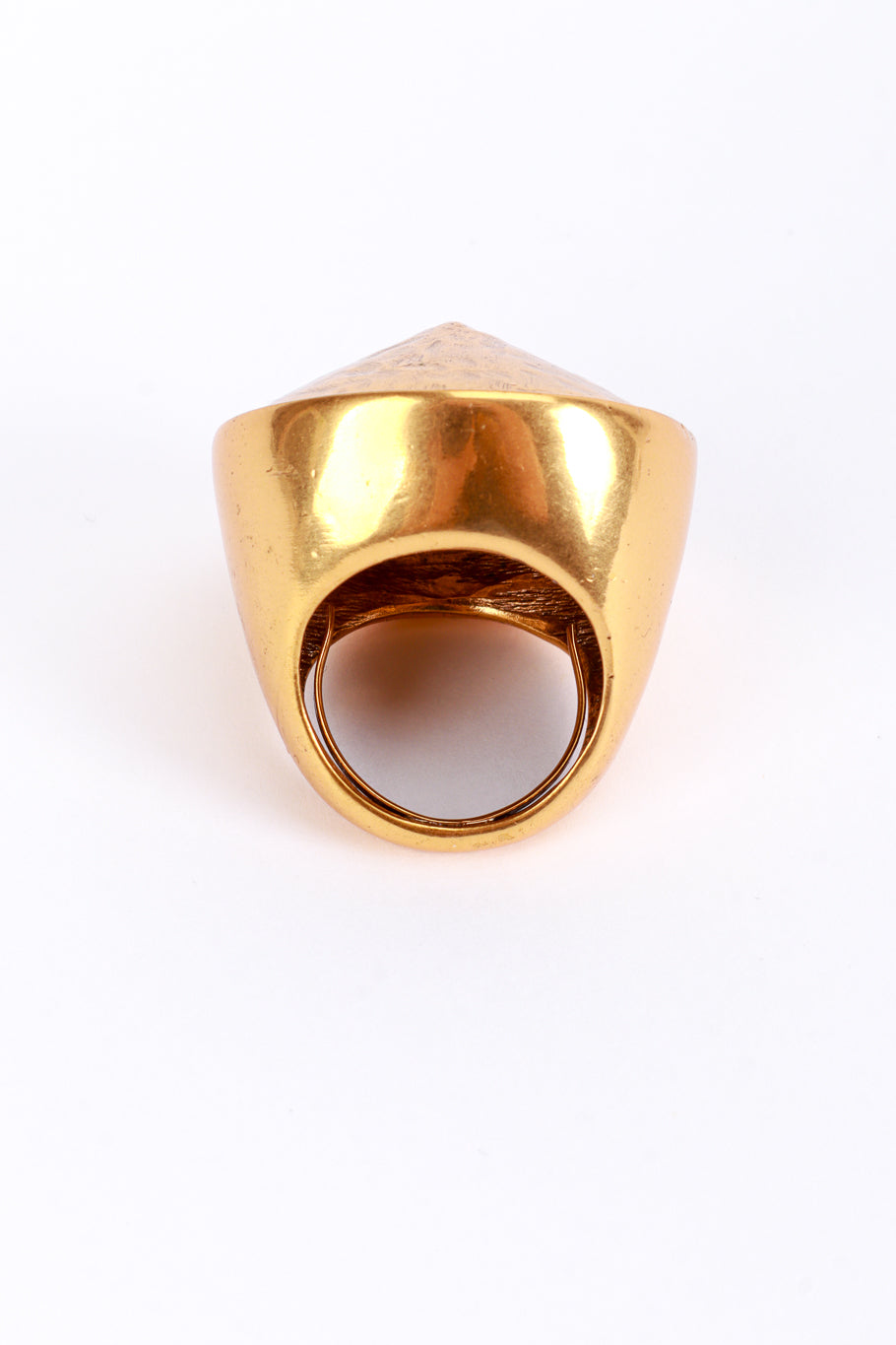 Vintage Oscar de la Renta Golden Hammered Rivoli Ring inner half ring @recess la