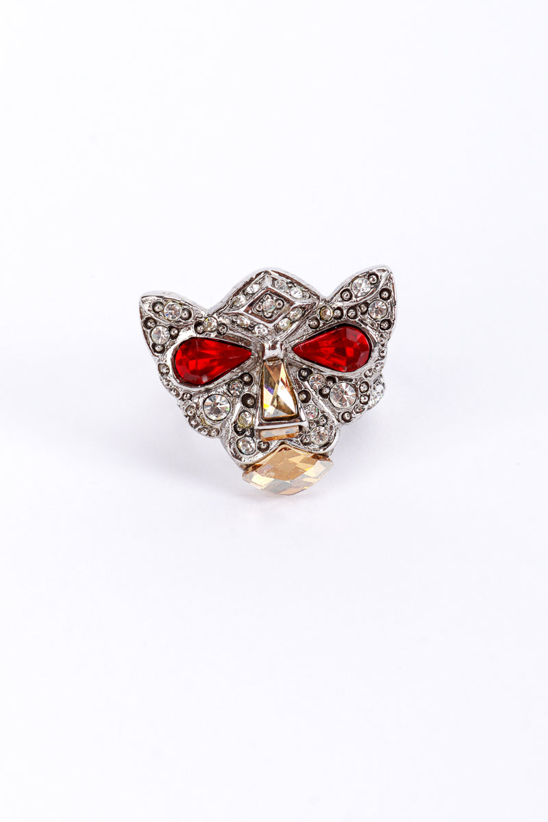 Vintage Oscar de la Renta Crystal Cat Cocktail Ring front @recess la