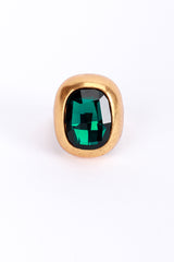 Vintage Oscar de la Renta Emerald Crystal Statement Ring front @recess la