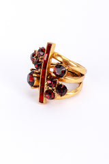 Vintage Oscar de la Renta Garnet & Ruby Crystal Split Shank Ring detail @recess la