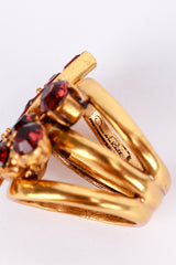 Vintage Oscar de la Renta Garnet & Ruby Crystal Split Shank Ring signature @recess la