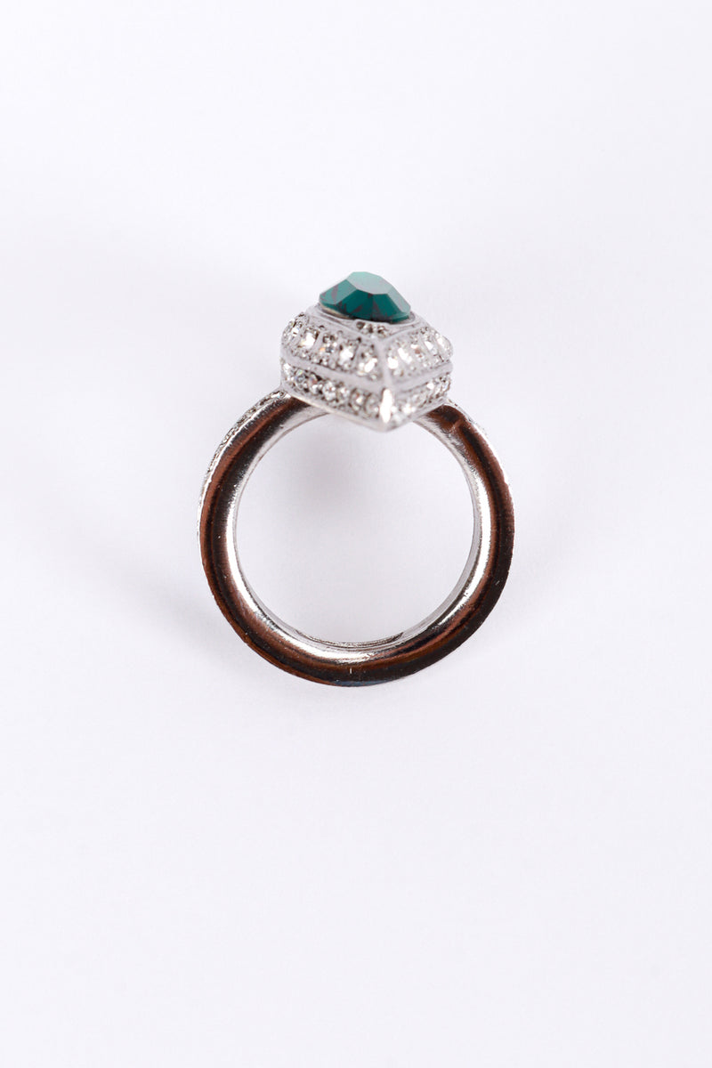 Vintage Oscar de la Renta Art Deco Navette Crystal Cocktail Ring inner half ring @recess la