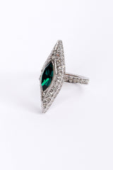 Vintage Oscar de la Renta Art Deco Navette Crystal Cocktail Ring detail @recess la