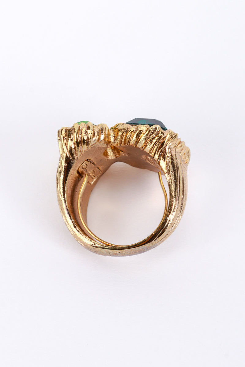 Vintage Oscar de la Renta Greens Mixed Cut Crystal Ring inner ring @recess la