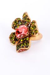 Vintage Oscar de la Renta Peridot Blooms Crystal Cocktail Ring detail @recess la