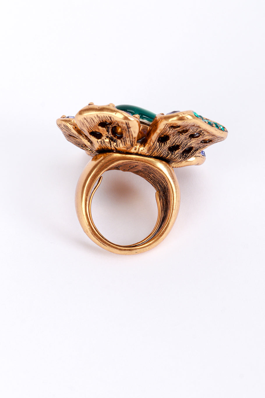 Vintage Oscar de la Renta Violet Blooms Crystal Cocktail Ring inner half ring @recess la