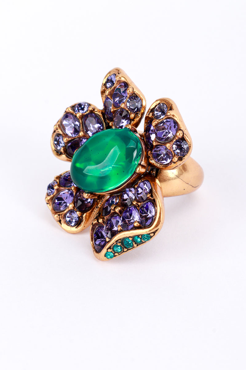 Vintage Oscar de la Renta Violet Blooms Crystal Cocktail Ring detail @recess la