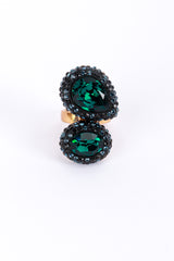 Vintage Oscar de la Renta Emerald Duo Gem Cocktail Ring front @recess la