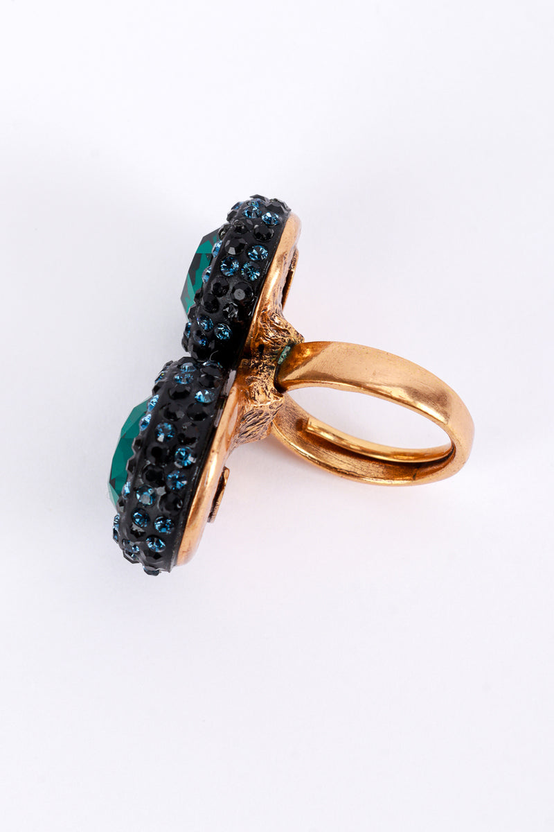 Vintage Oscar de la Renta Emerald Duo Gem Cocktail Ring patina @recess la