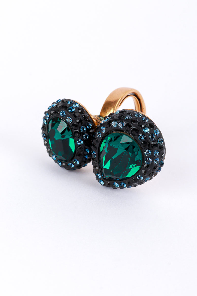 Vintage Oscar de la Renta Emerald Duo Gem Cocktail Ring detail @recess la