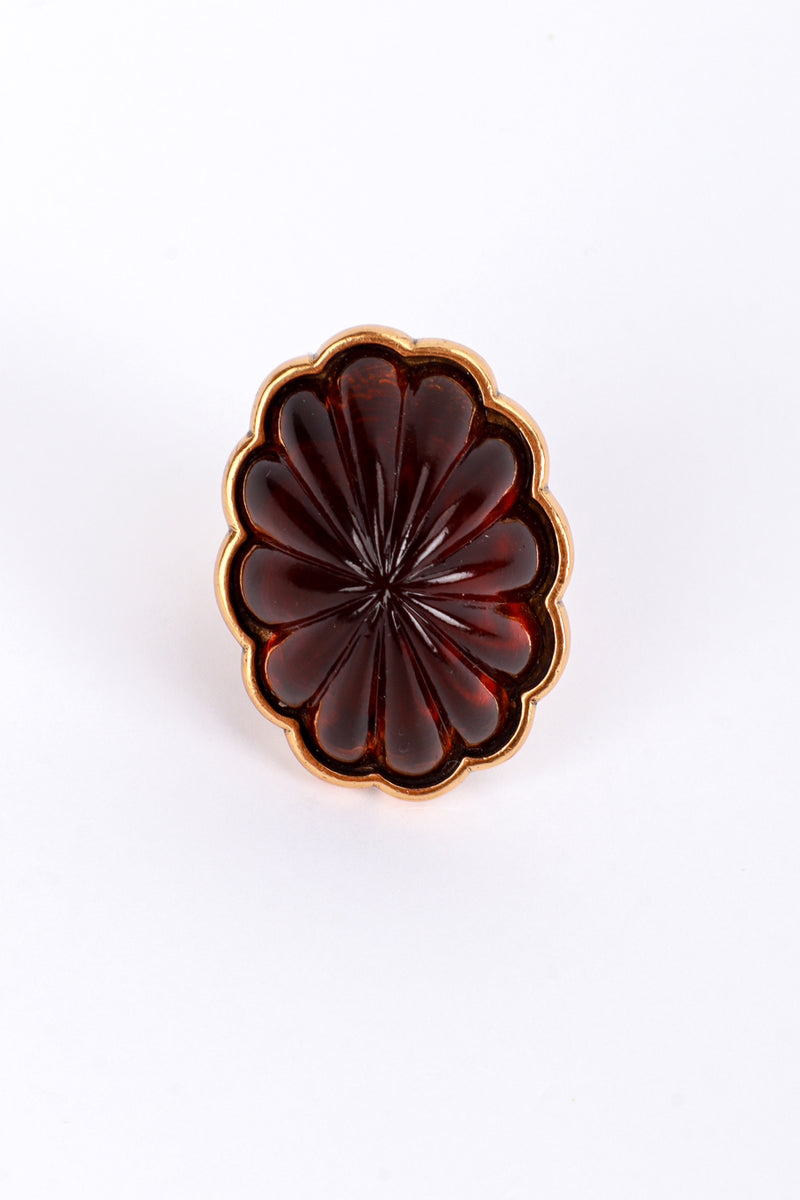 Vintage Oscar de la Renta Domed Gripoix Scalloped Cocktail Ring front @recess la