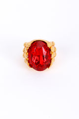 Vintage Oscar de la Renta Ruby Red Monarch Cocktail Ring front @recess la