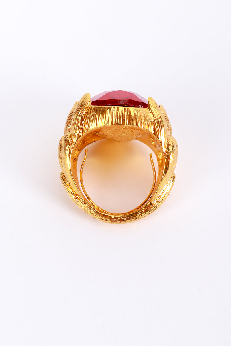 Vintage Oscar de la Renta Ruby Red Monarch Cocktail Ring inner half ring @recess la