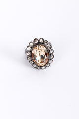 Vintage Oscar de la Renta Classic Crystal Cocktail Ring front @recess la