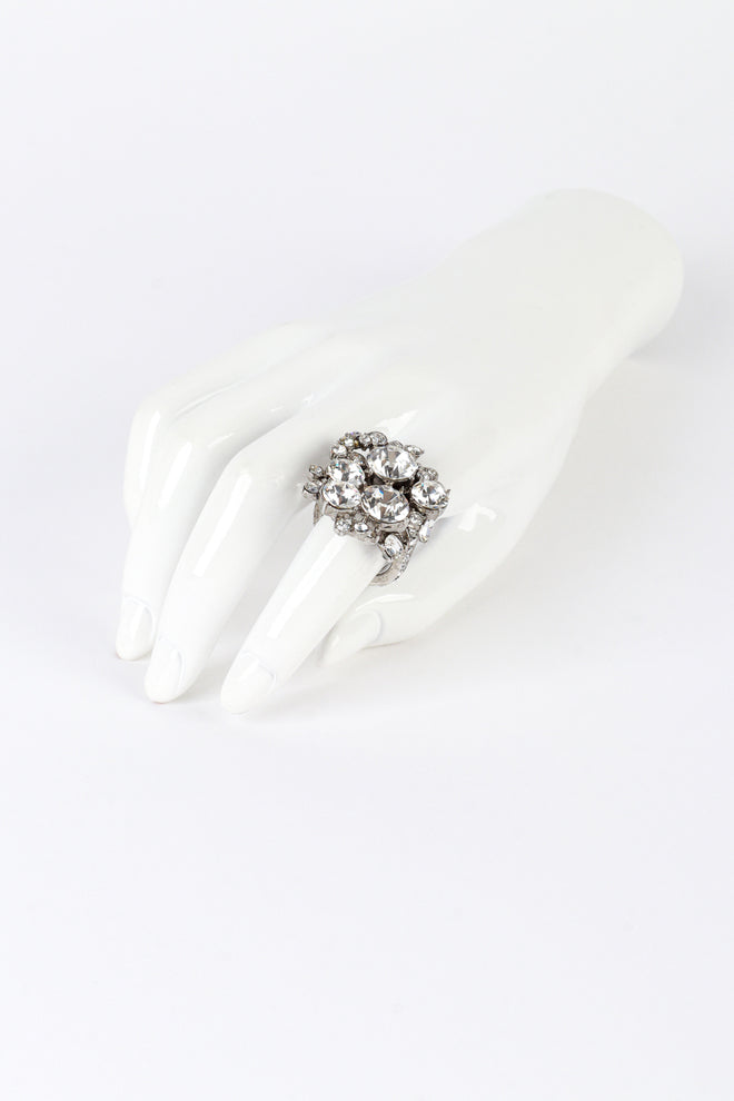 Vintage Oscar de la Renta Crystal Cluster Ring on mannequin hand @recess la