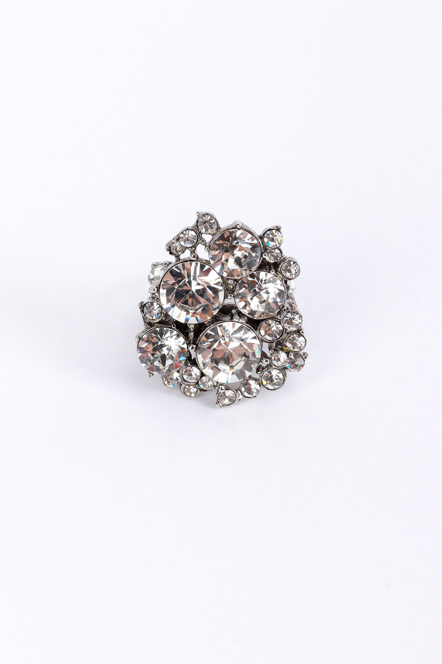 Vintage Oscar de la Renta Crystal Cluster Ring front @recess la