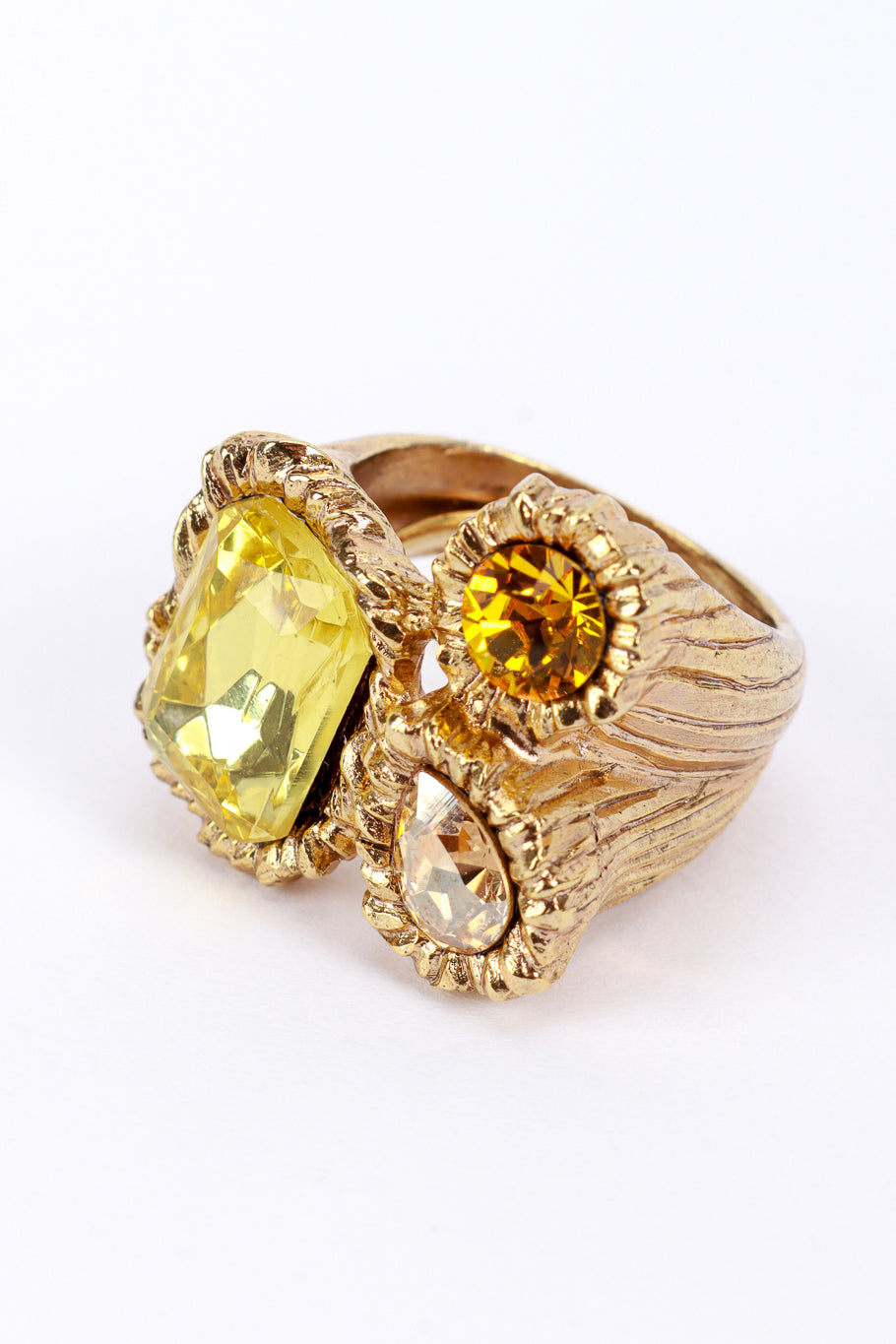 Vintage Oscar de la Renta Yellows Mixed Cut Crystal Ring detail @recess la