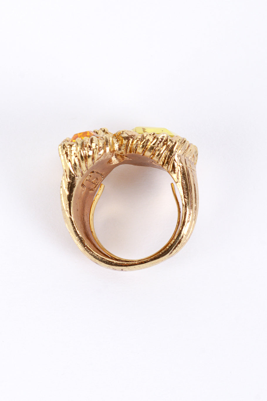 Vintage Oscar de la Renta Yellows Mixed Cut Crystal Ring inner half ring @recess la