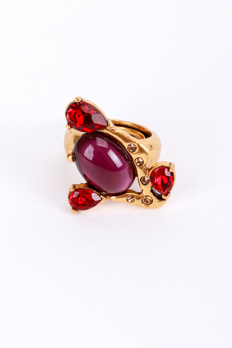 Vintage Oscar de la Rent Crystal & Cabochon Branch Ring front @recess la