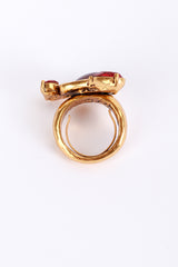 Vintage Oscar de la Rent Crystal & Cabochon Branch Ring inner half ring @recess la