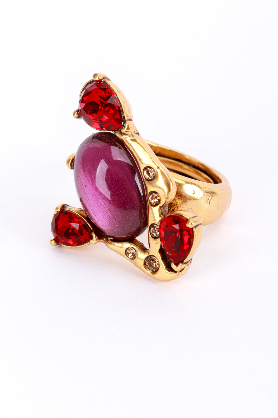 Vintage Oscar de la Rent Crystal & Cabochon Branch Ring detail @recess la