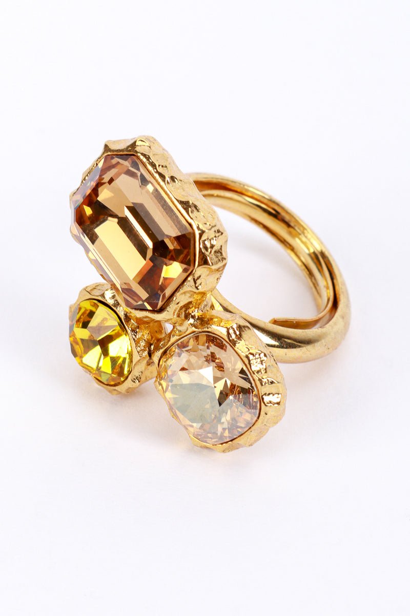 Vintage Oscar de la Renta Warm Mixed Cut Crystal Ring detail @recess la