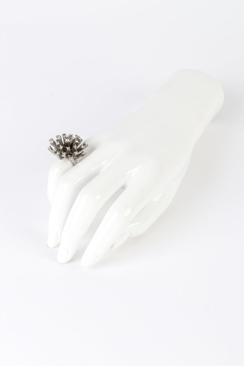 Vintage Oscar de la Renta Clear Firework Burst Cocktail Ring on mannequin hand @recess la