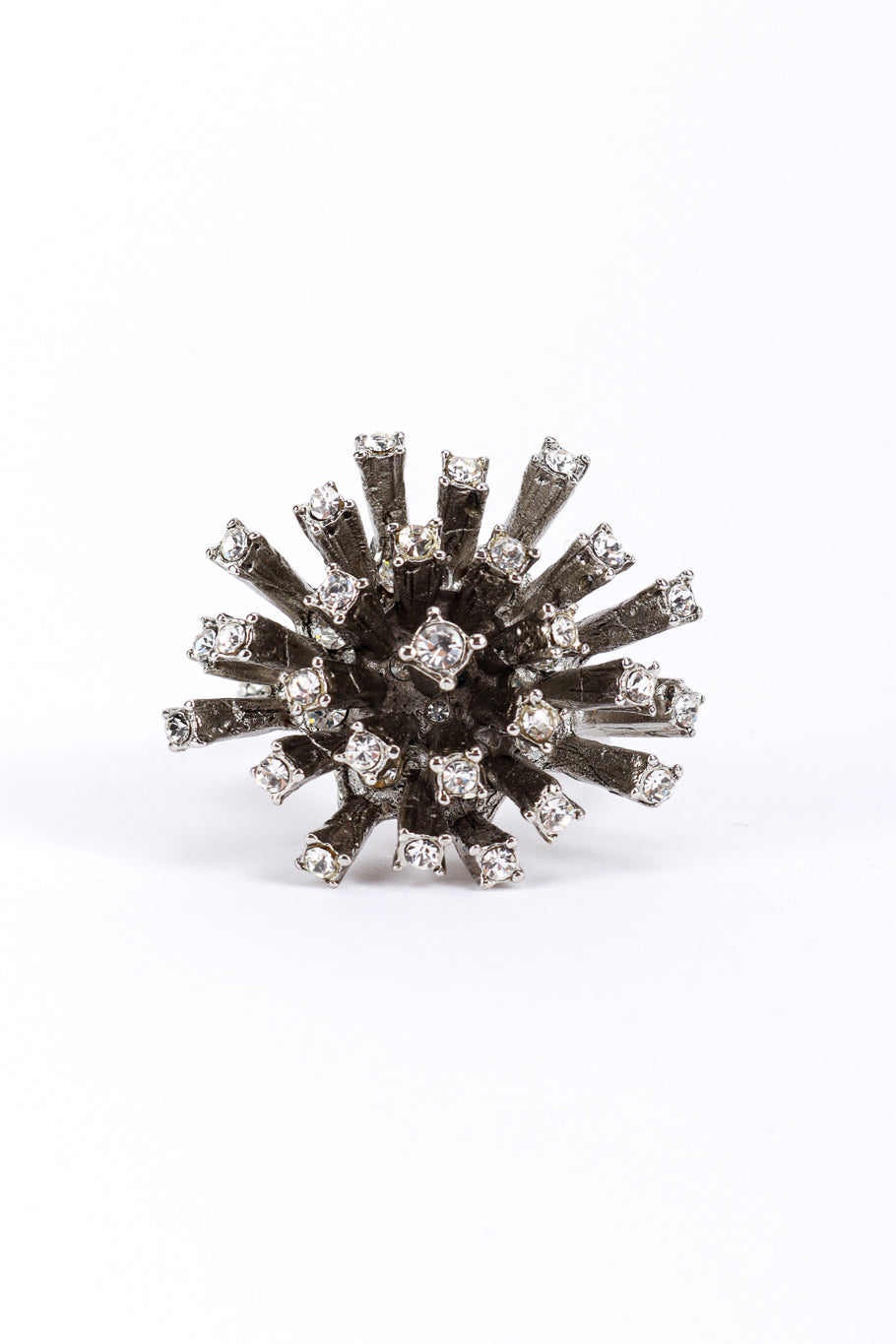 Vintage Oscar de la Renta Clear Firework Burst Cocktail Ring front @recess la