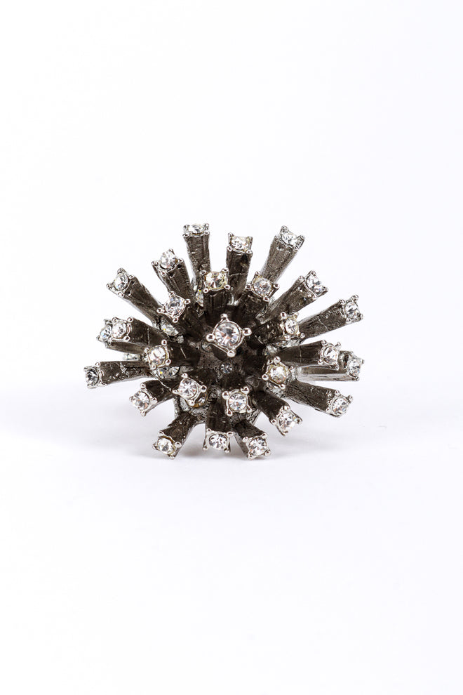 Vintage Oscar de la Renta Clear Firework Burst Cocktail Ring front @recess la
