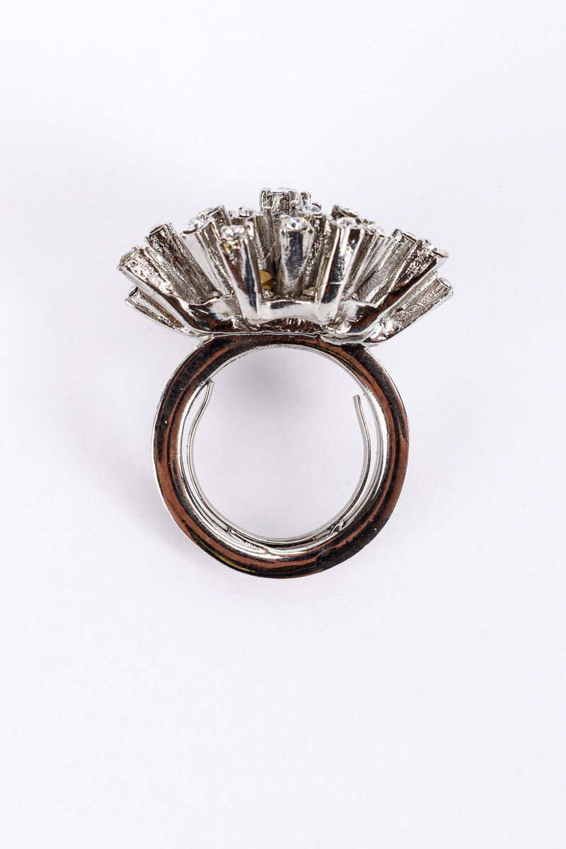 Vintage Oscar de la Renta Clear Firework Burst Cocktail Ring view of inner half ring @recess la