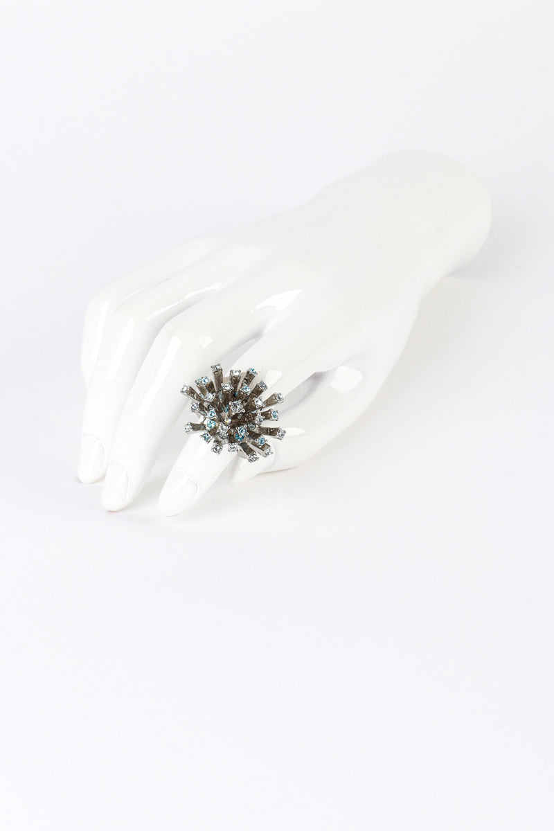 Vintage Oscar de la Renta Blue Firework Burst Cocktail Ring on mannequin @recess la