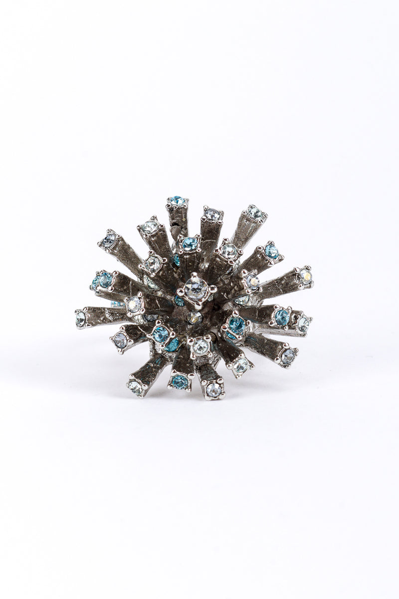 Vintage Oscar de la Renta Blue Firework Burst Cocktail Ring front @recess la