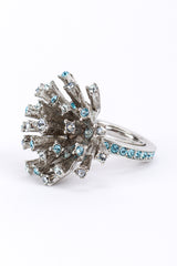 Vintage Oscar de la Renta Blue Firework Burst Cocktail Ring detail @recess la