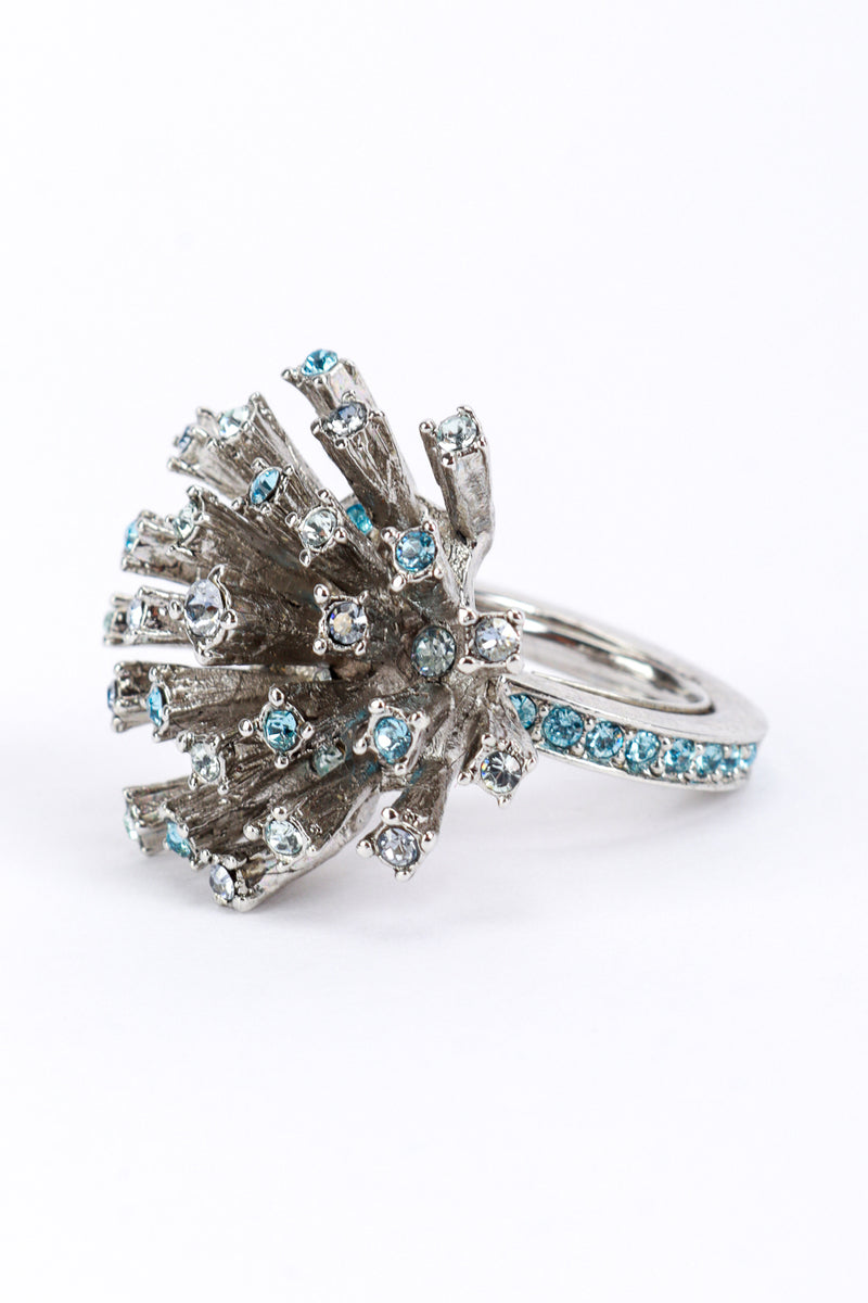 Vintage Oscar de la Renta Blue Firework Burst Cocktail Ring detail @recess la