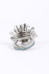 Vintage Oscar de la Renta Blue Firework Burst Cocktail Ring back @recess la