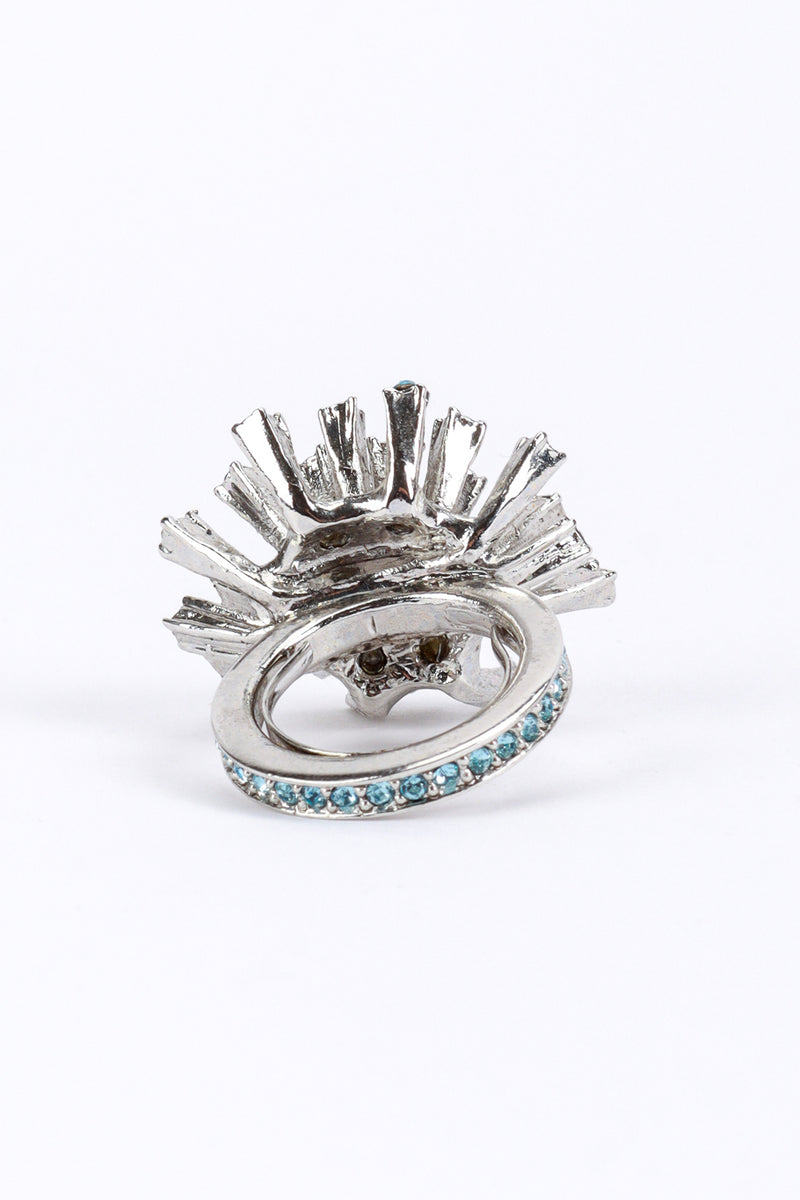 Vintage Oscar de la Renta Blue Firework Burst Cocktail Ring back @recess la