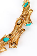 Vintage Kenneth Jay Lane Turquoise & Crystal Cornucopia Collar Necklace cartouche @recess la