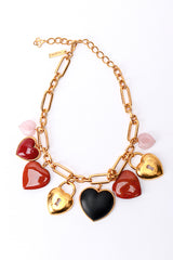 Vintage Oscar de la Renta Heart Charm Collar Necklace front @recess la