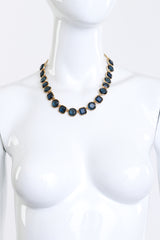 Vintage Oscar de la Renta Montana Blue Geo Cabochon Collar Necklace on mannequin @recess la