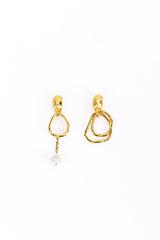 Vintage Oscar de la Renta Mismatched Organic Geo Drop Earrings front @recess la