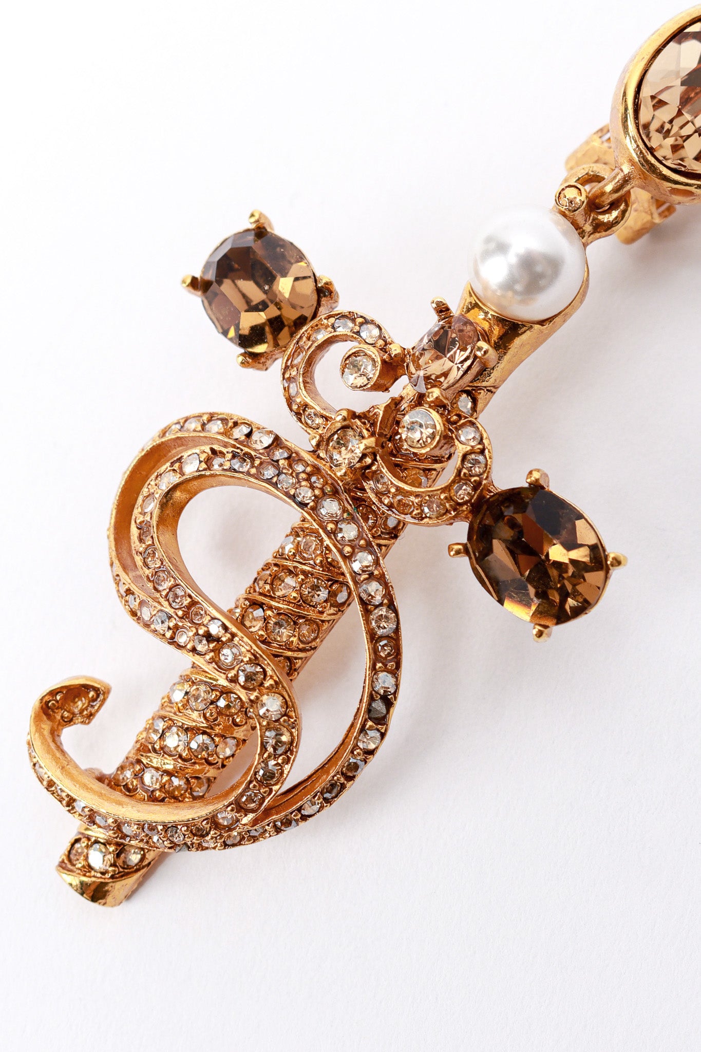 Vintage Oscar de la Renta Swirling Sword Drop Earrings detail @recess la