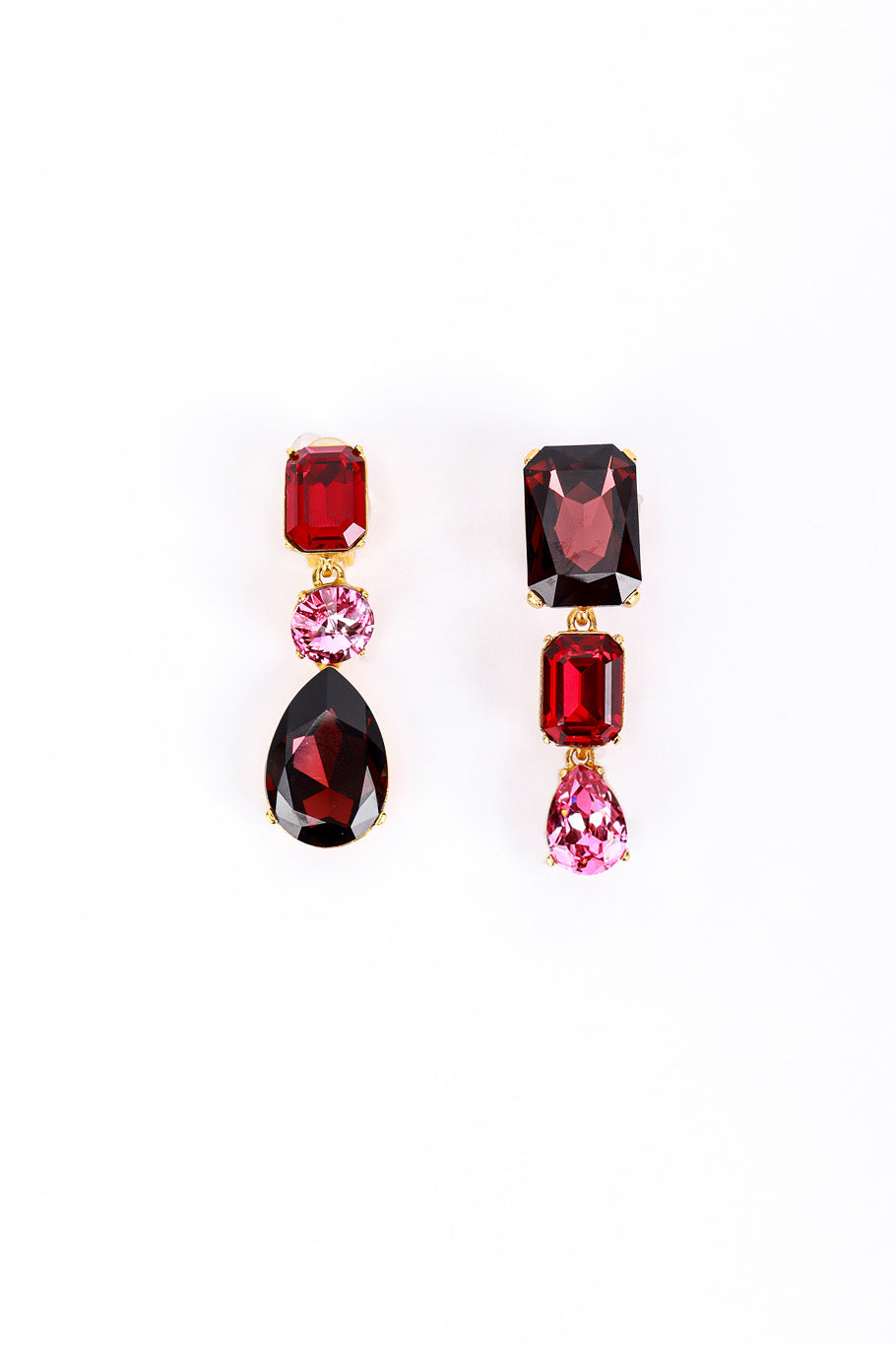 Vintage Oscar de la Renta Colorblock Gem Drop Earrings front @recess la